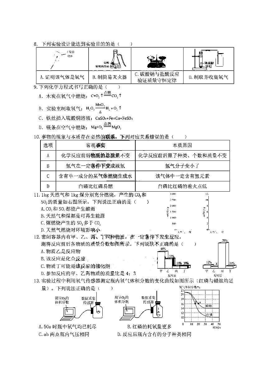 2025年哈尔滨市道外区八年级（下）期末化学试题及答案第2页