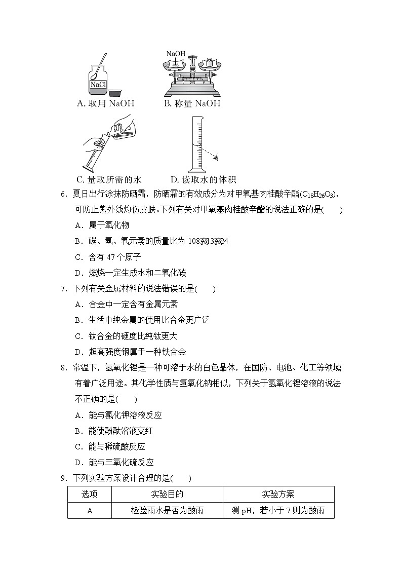 2025年春九年级化学下册  期末综合测试卷（沪教版）第2页