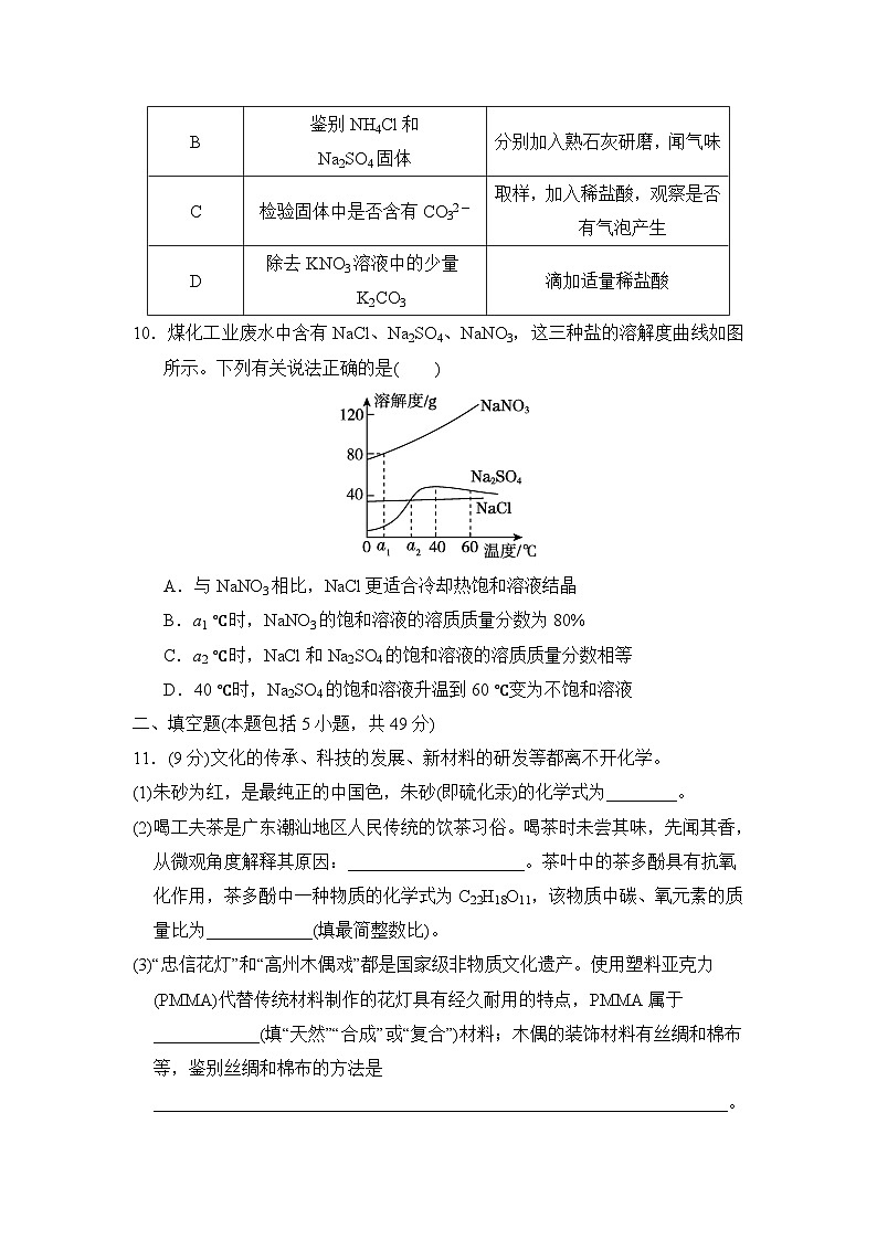 2025年春九年级化学下册  期末综合测试卷（沪教版）第3页