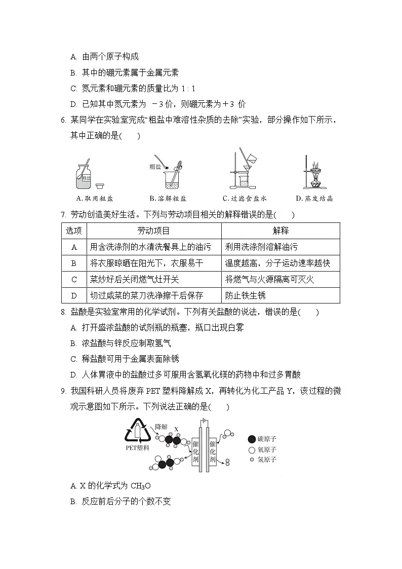 2025年春九年级化学下册 中考综合模拟测试卷（人教安徽版）第2页