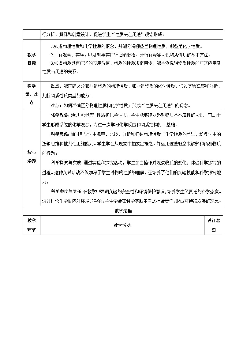 人教版（2024）化学九上 第一单元1.2《物质的变化和性质》教学设计第2页