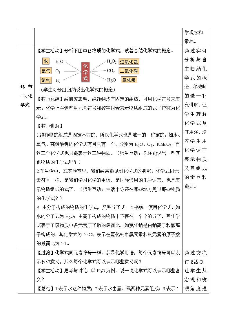 人教版（2024）化学九上 第四单元3.1《物质组成的表示》教学设计第3页