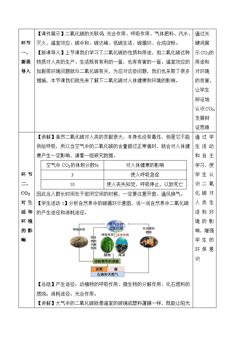 人教版（2024）化学九上 第六单元2.2《碳的氧化物》教学设计第3页