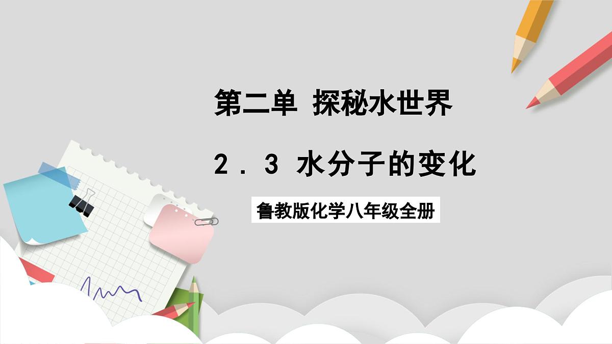 鲁教版（五四制）（2024）化学八年级全册2.3《水分子的变化》课件第1页
