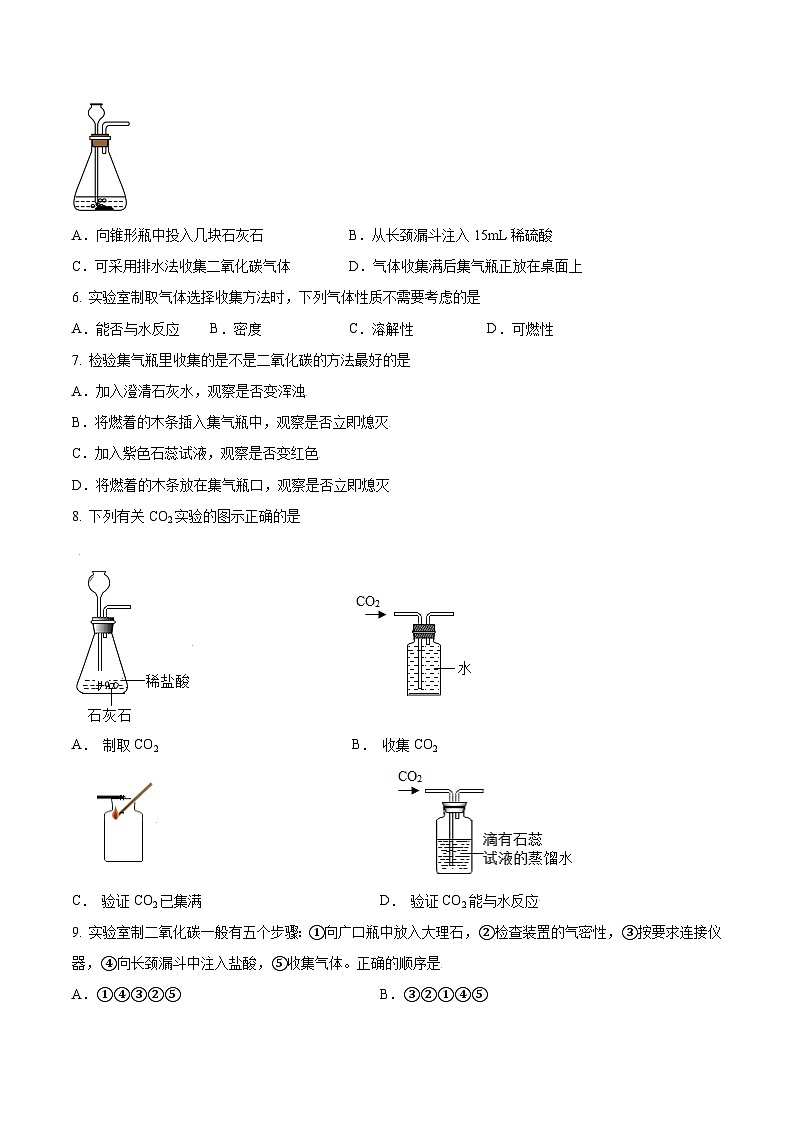 鲁教版（五四制）（2024）化学八年级全册6.2《 探究二氧化碳的性质与制法》分层练习 （原卷 ）第2页
