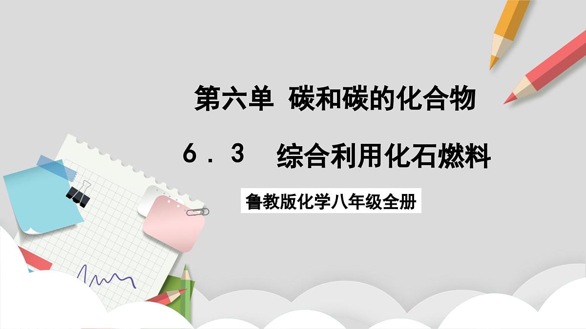 鲁教版（五四制）（2024）化学八年级全册6.3《综合利用化石燃料》课件第1页