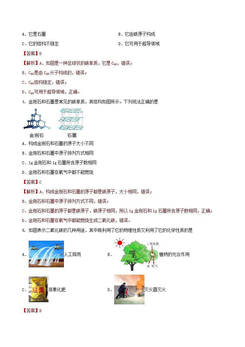 鲁教版（五四制）（2024）化学八年级全册 第六单元《 碳和碳的化合物》分层练习 （解析卷）第2页