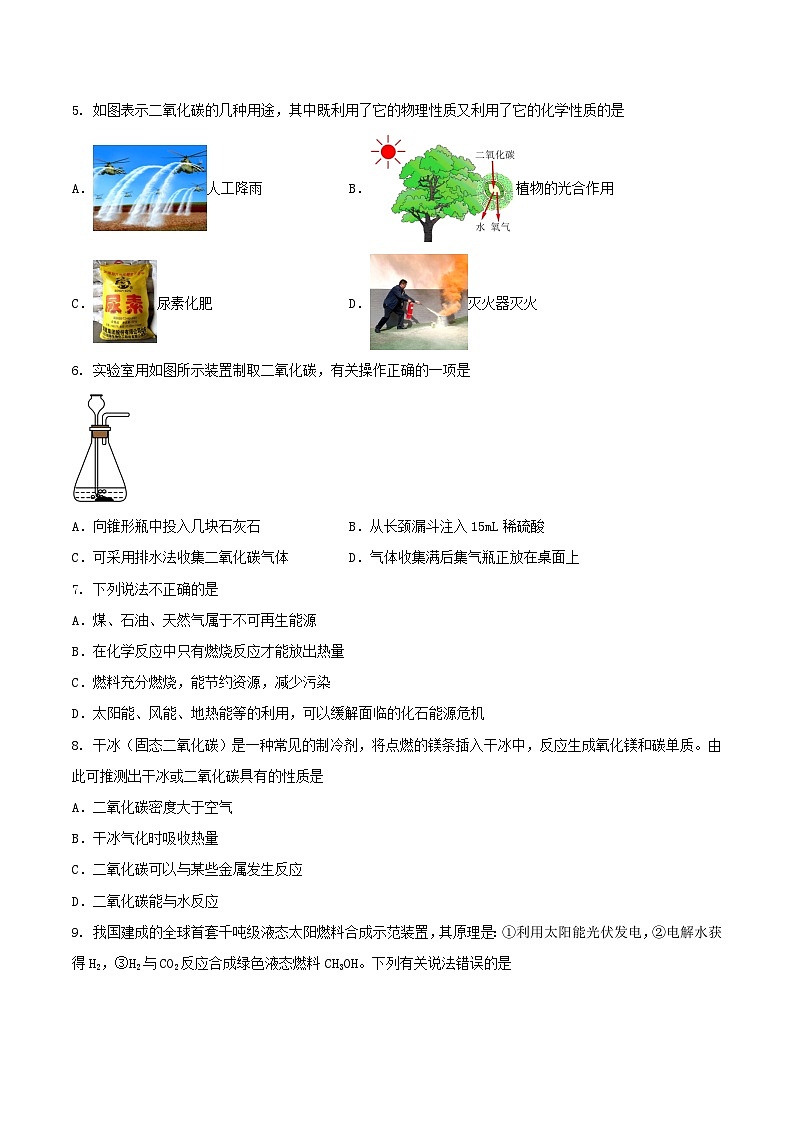 鲁教版（五四制）（2024）化学八年级全册 第六单元《 碳和碳的化合物》分层练习 （原卷 ）第2页