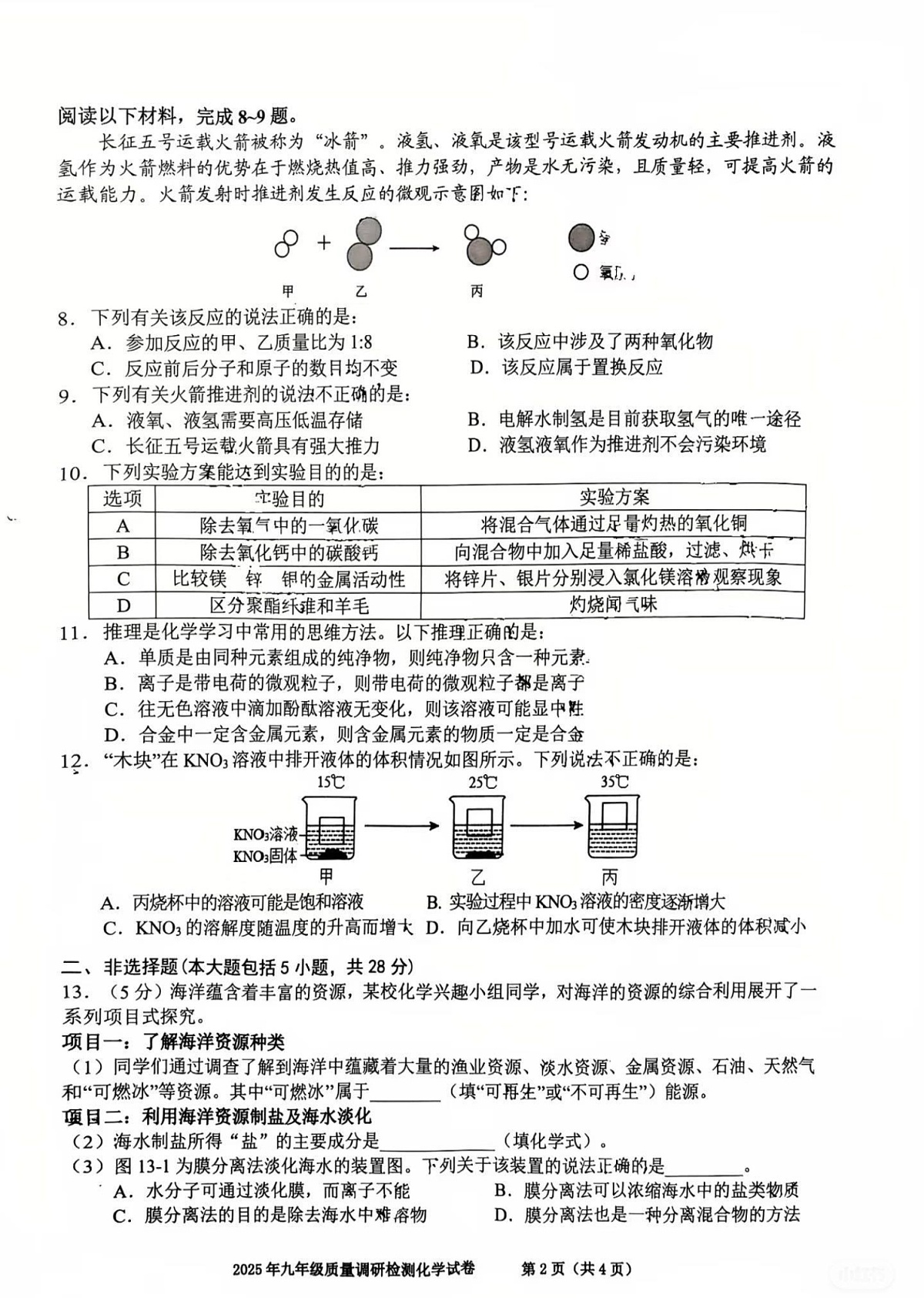 【9化二模】2025年安徽省合肥市蜀山区九年级中考二模化学试卷（含答案）第2页