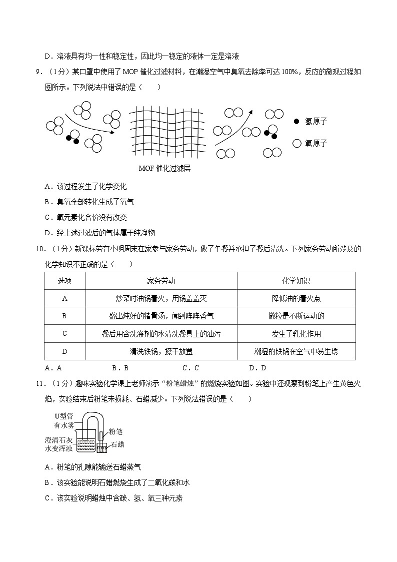 【9化二模】2024年安徽省合肥市肥东县中考化学二检试卷第3页