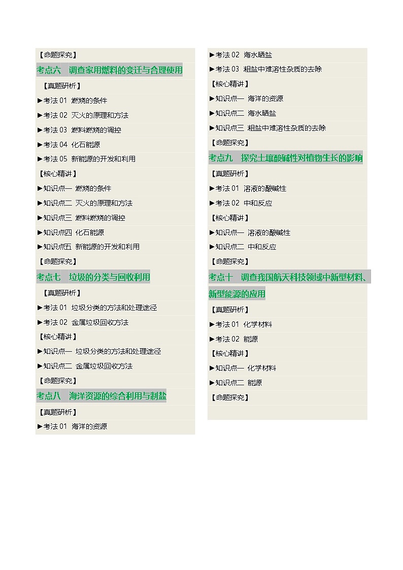 2025人教版九年级中考化学专题知识真题讲练  主题06 跨学科实践活动第2页