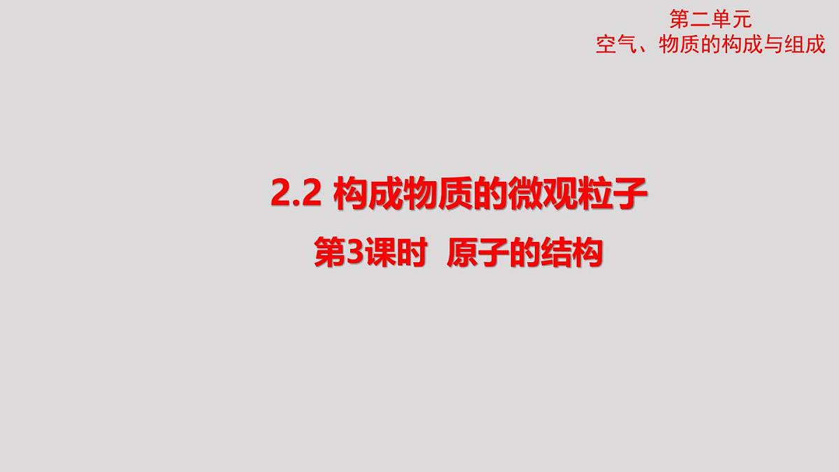 2025年秋新科粤版九年级化学上册 2.2.3 原子的结构（课件）第1页