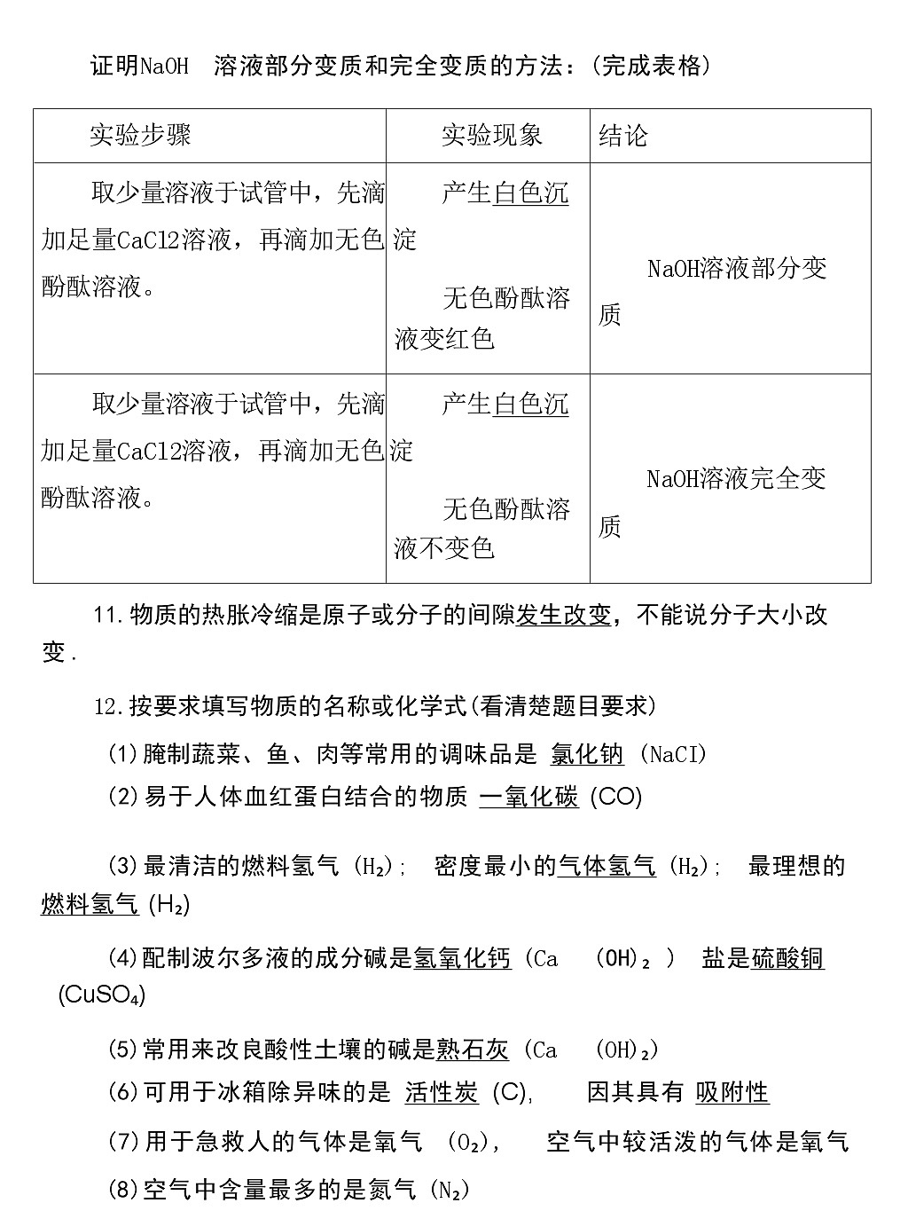 中考化学常考易错知识点汇总第3页