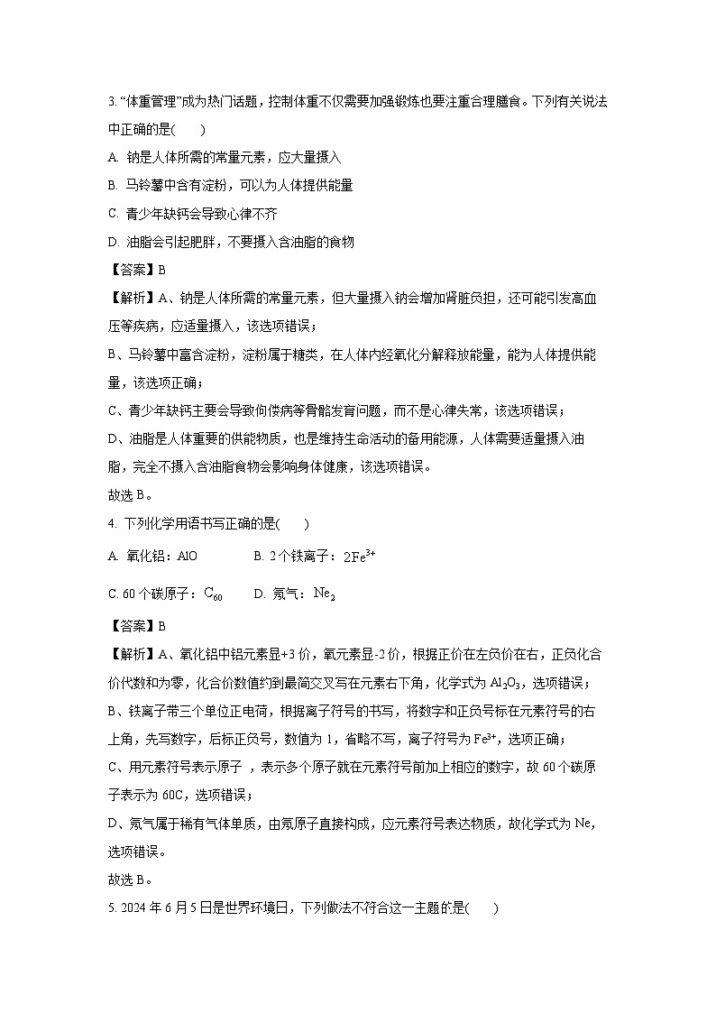 广东省东莞市南城区2025年中考三模化学试卷（解析版）第2页
