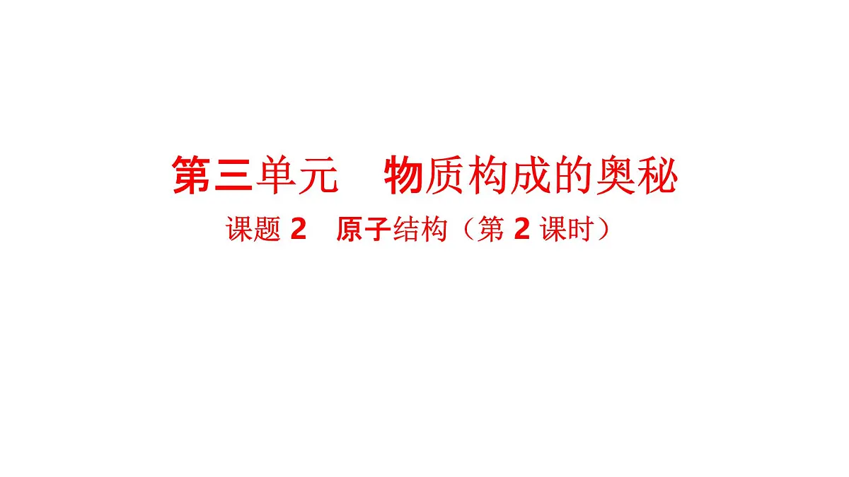 九年级上册化学人教版（2024） 第三单元课题2原子结构第2课时 课件第1页