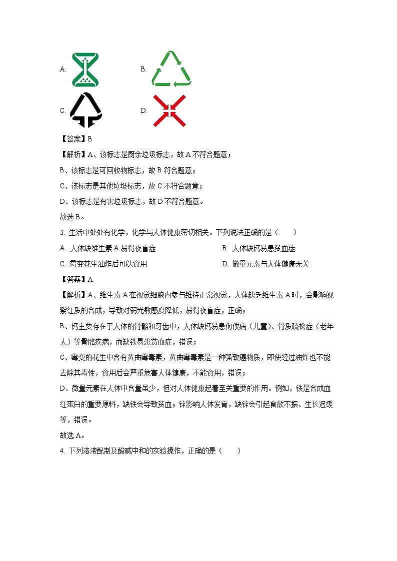 山东省聊城市冠县2025年中考三模化学试卷（解析版）第2页