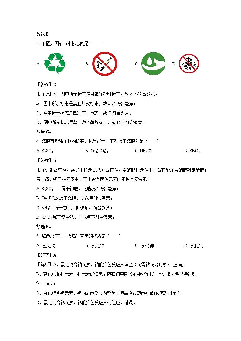 上海市杨浦区2025年中考理科综合三模化学试卷（解析版）第2页