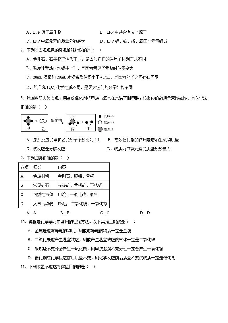 【9化期末】合肥市厚德中学2024~2025学年九年级上学期期末模拟考试化学试题第2页