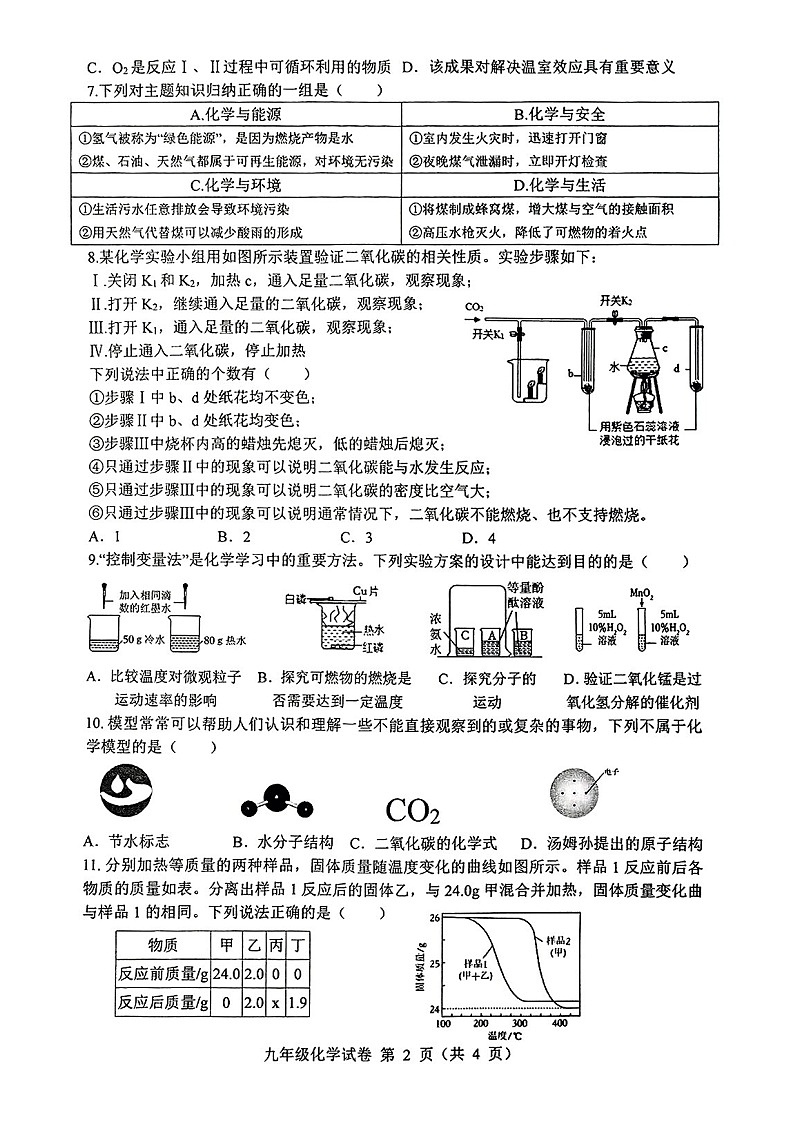 【9化期末】六安市舒城县2024-2025学年九年级上学期期末考试化学试题第2页