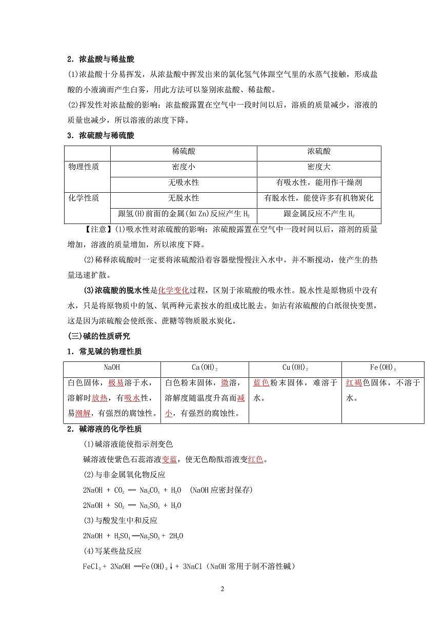 中考化学必考实验专练(13 酸与碱的化学性质第2页