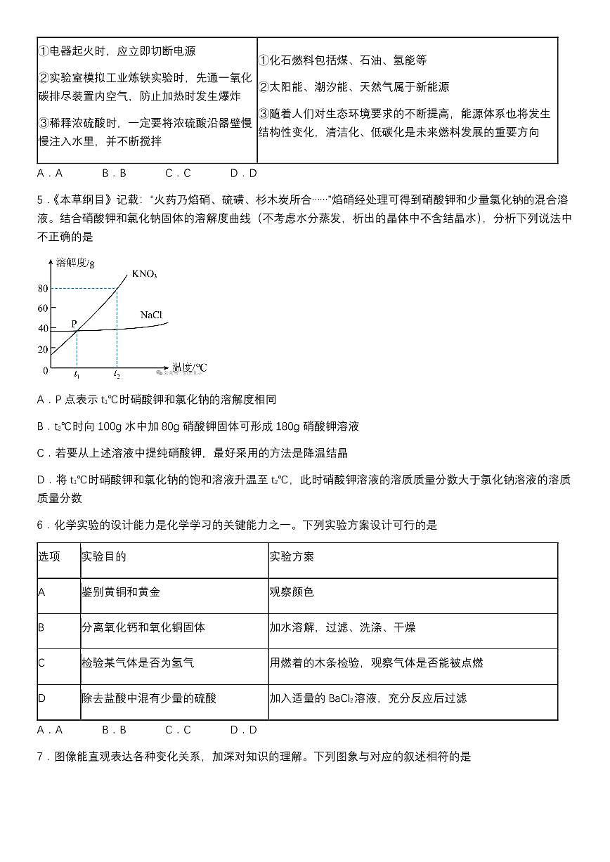 2025遂宁中考化学真题及答案第2页