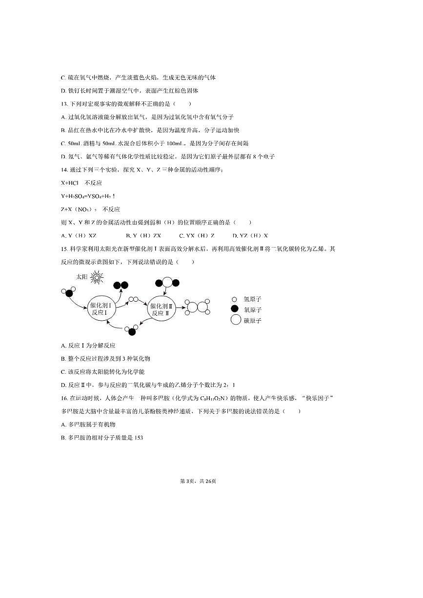 2025年广西大学附中中考化学模拟试卷(含解析)第3页