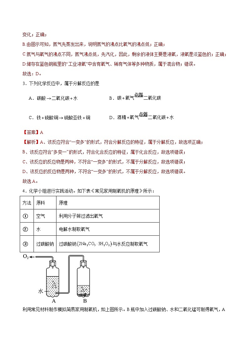 北京课改版化学九上2.4《 依据特定需求制取氧气》（分层作业）（解析版）第2页