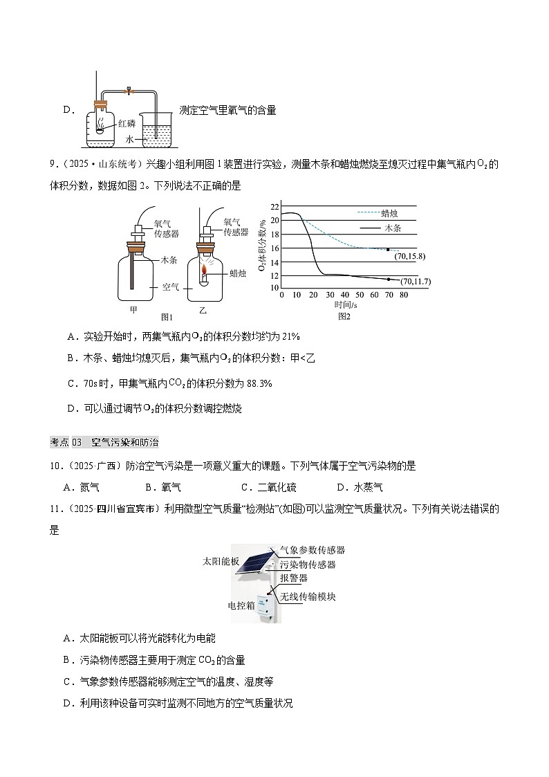 2025年中考化学真题分类汇编：专题03 空气和氧气（全国通用）（第02期）（原卷版）第3页