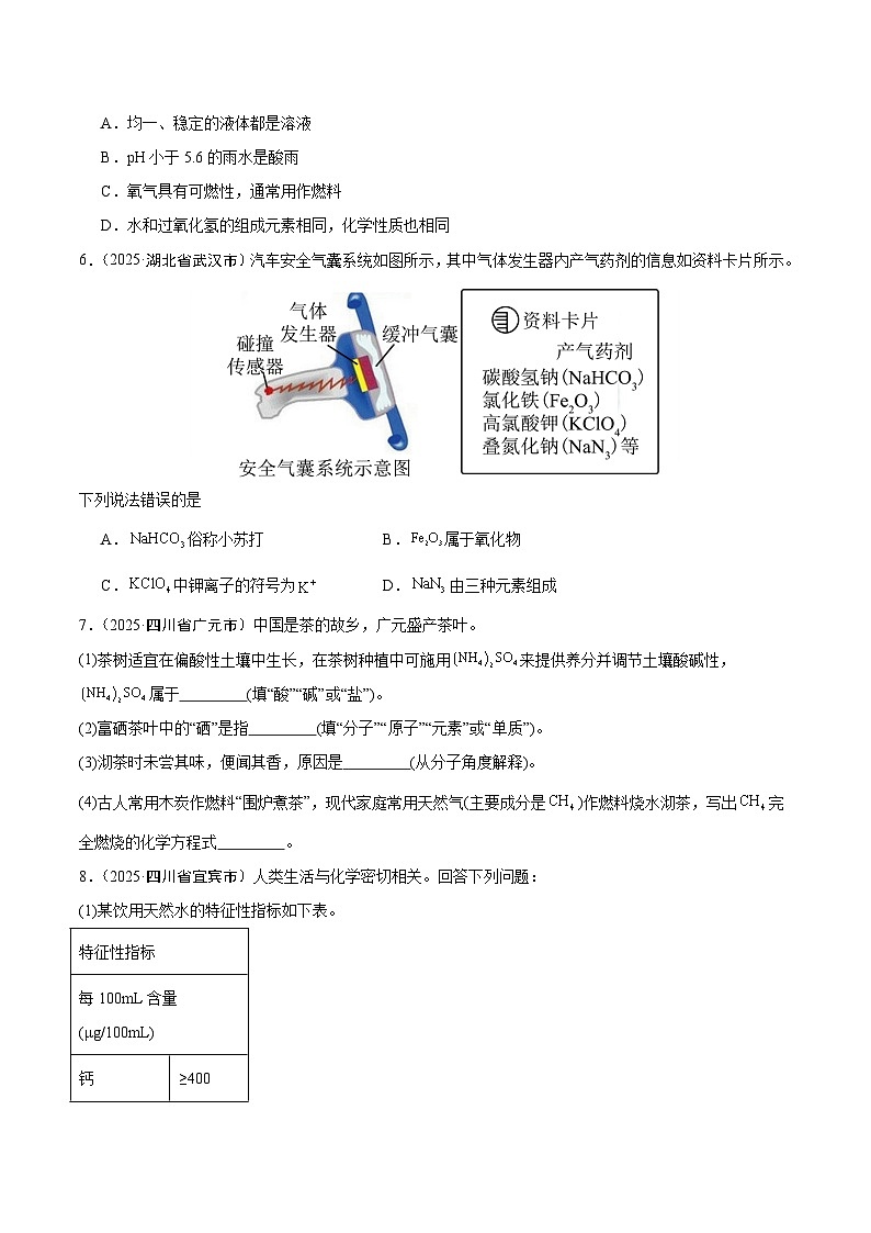 2025年中考化学真题分类汇编：专题05 元素（全国通用）（第02期）（原卷版）第2页