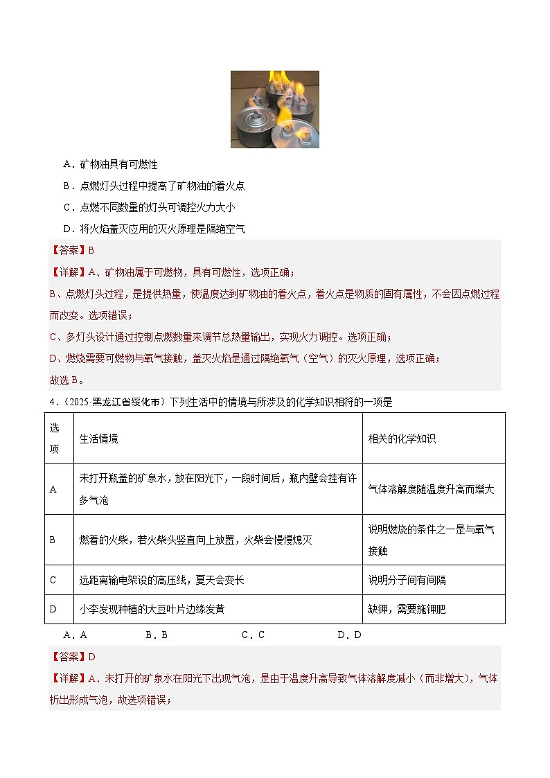 2025年中考化学真题分类汇编：专题10 能源的合理利用与开发（全国通用）（第02期）（解析版）第3页