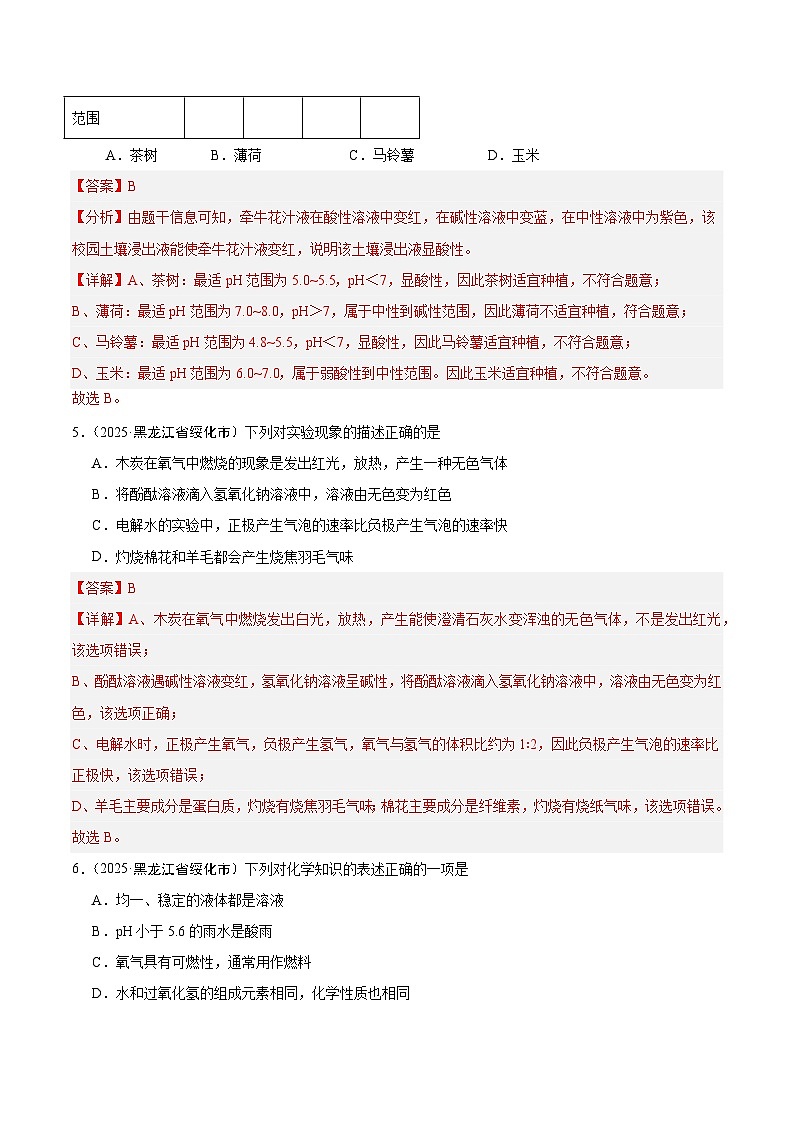 2025年中考化学真题分类汇编：专题13 常见的酸和碱（全国通用）（第02期）（解析版）第3页