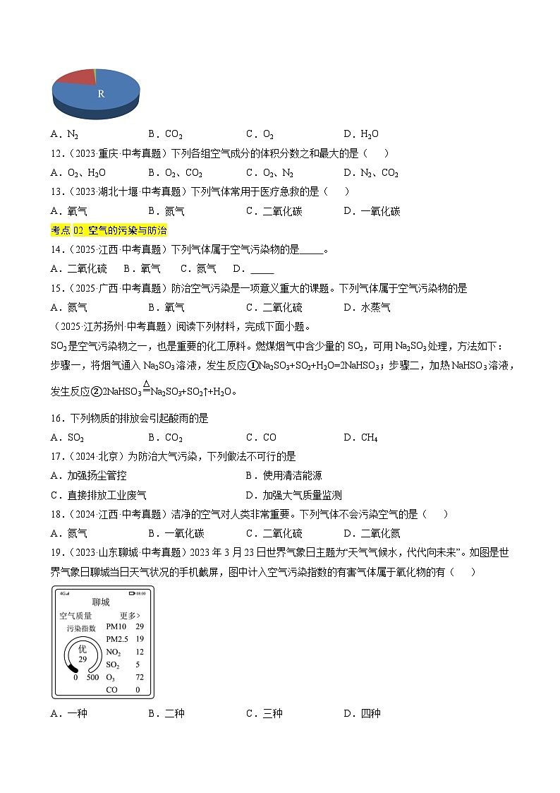 三年（2023-2025）中考化学真题分类汇编：专题02 空气（原卷版）第2页