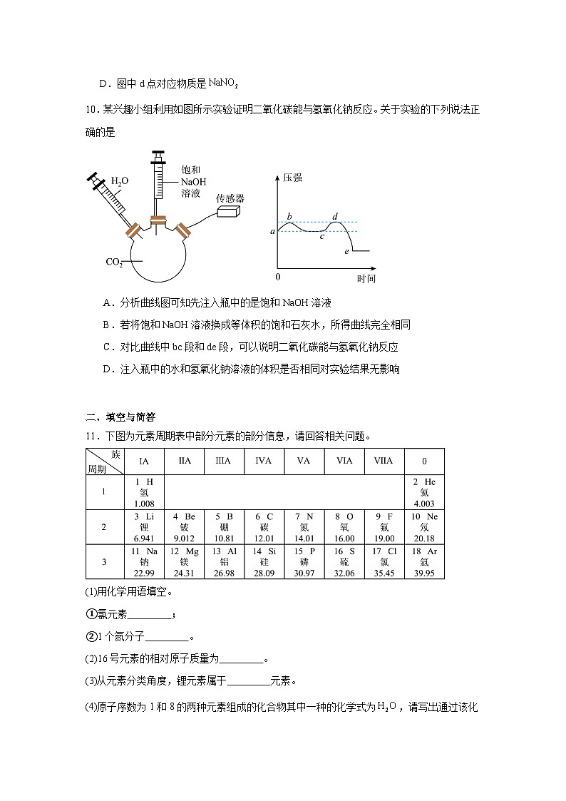 2025年吉林省长春市第一〇八学校中考三模化学试题（附答案解析）第3页