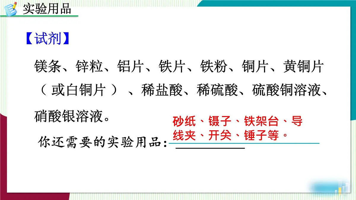 实验活动5 金属的物理性质和某些化学性质第5页