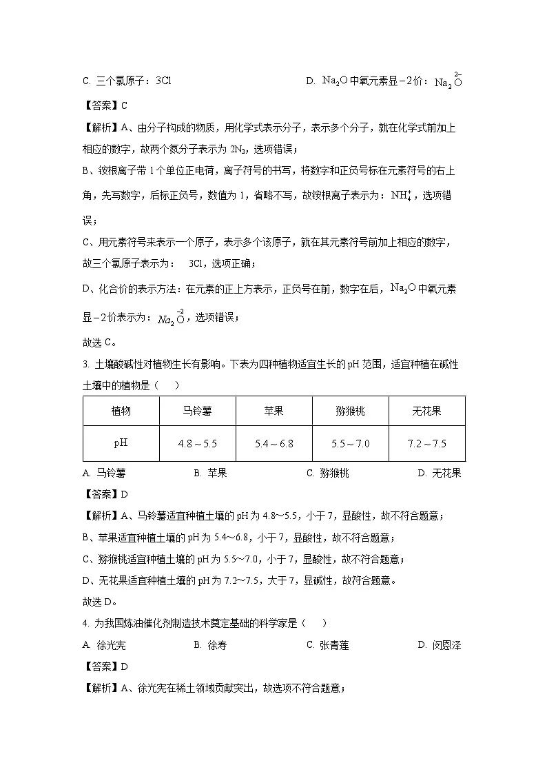 广东省潮州市潮安区2025年中考一模百校联考试题化学试卷（解析版）第2页