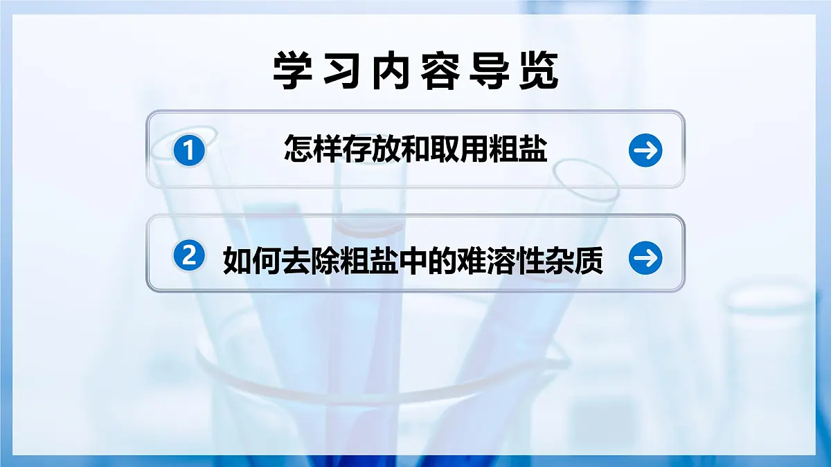课题1 走进化学实验室 第1课时 怎样存放和取用粗盐 如何去除粗盐中的难溶性杂质（教学课件）化学沪科版五四学制2024八年级全一册第2页