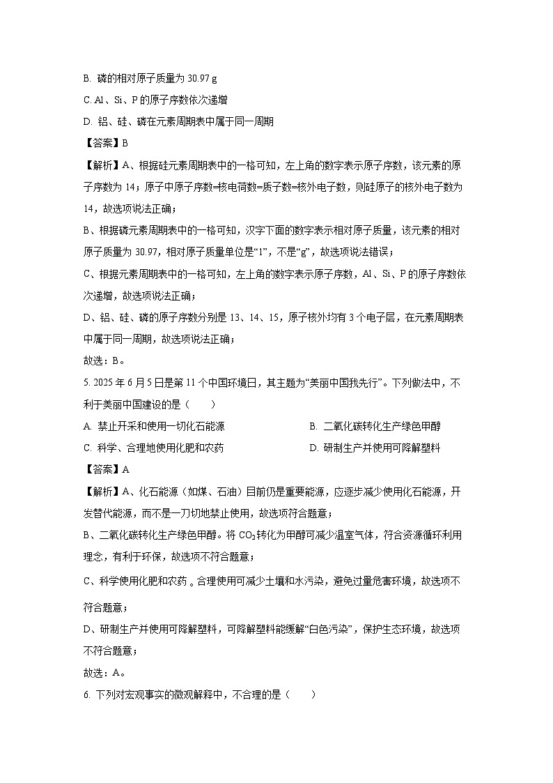 山东省济南市莱芜区2025年中考二模考试 化学试题（解析版）第3页
