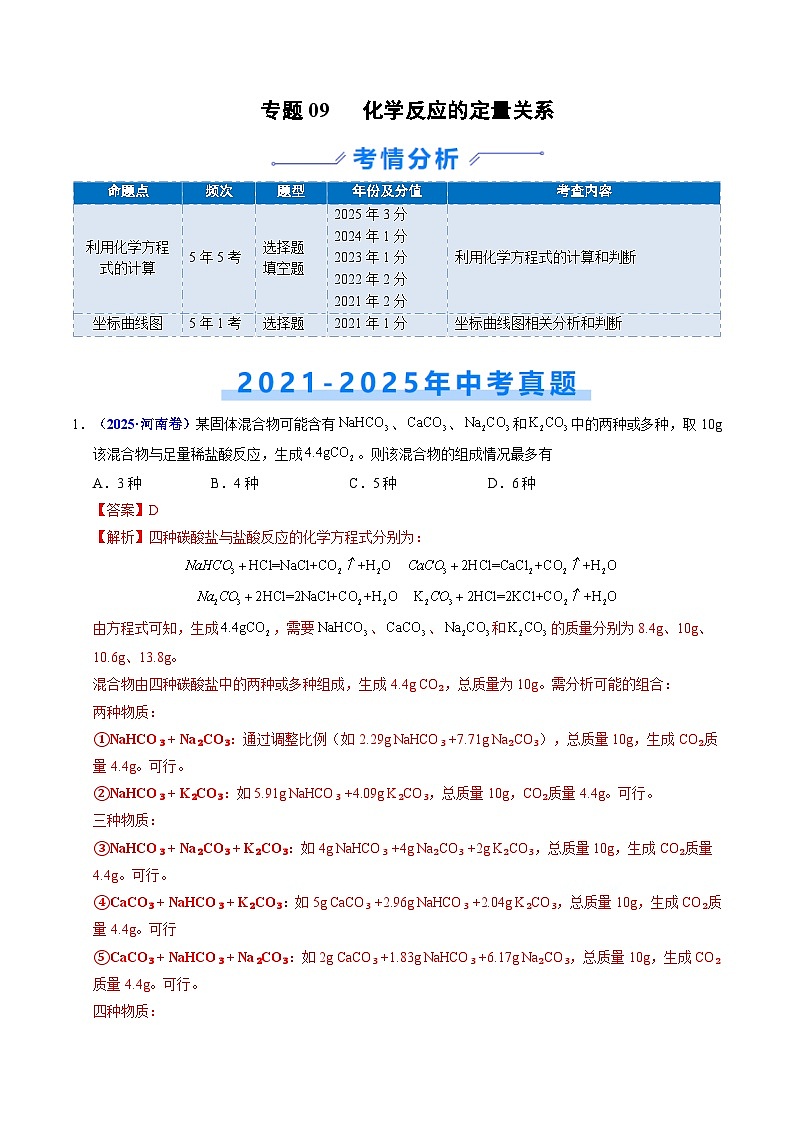 专题09 化学反应的定量关系（解析版）第1页