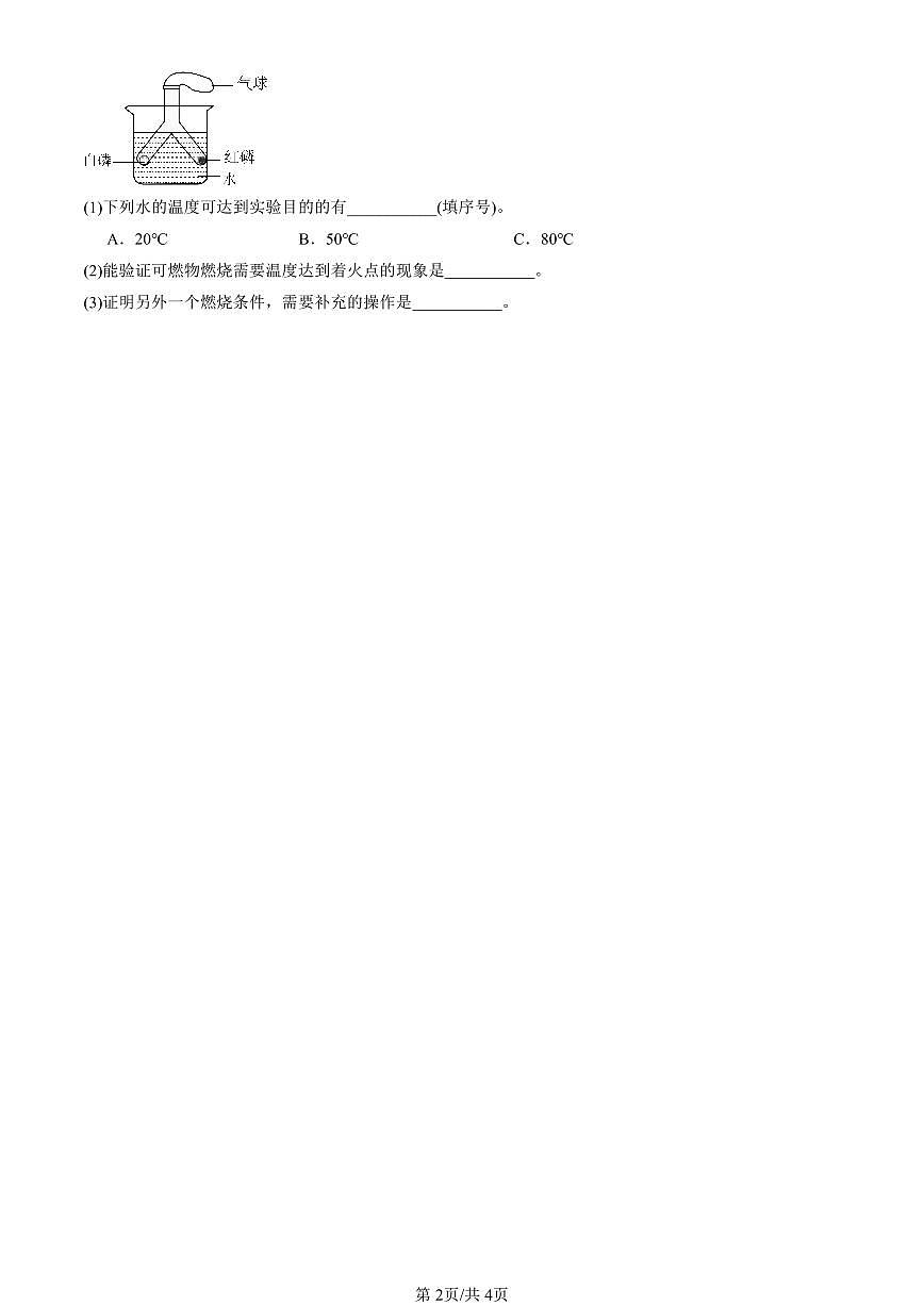 2025北京初三（上）期末化学汇编：化学变化中的能量变化（北京版） 有答案解析第2页