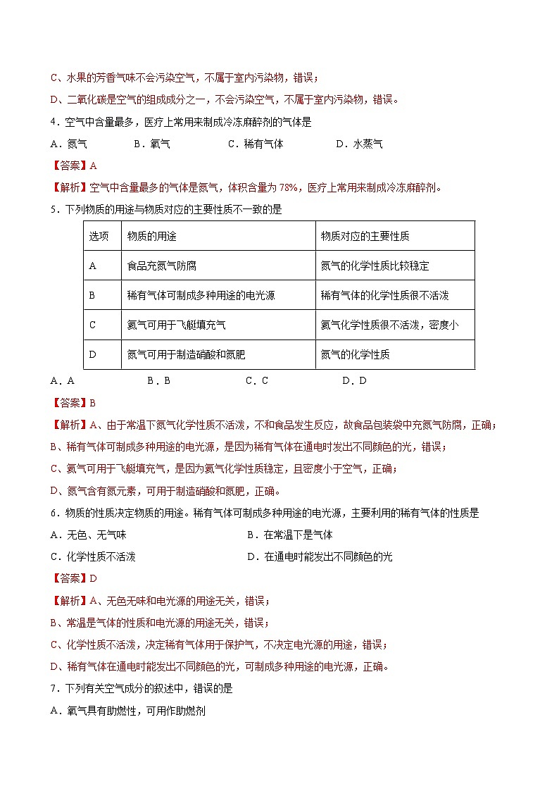 鲁教版2024九年级化学上册第一节 空气的组成（分层练习）（解析版）第2页