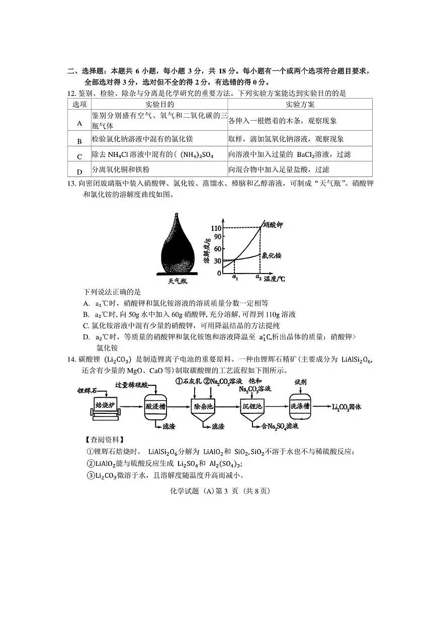 2025年山东省潍坊市中考化学试题卷（含答案及解析）第3页