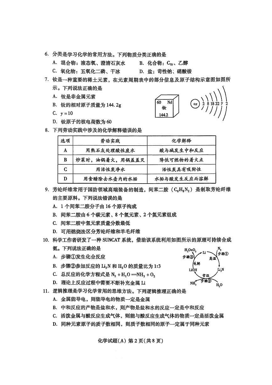 2025年潍坊市中考化学试题卷（含答案详解）原卷第2页