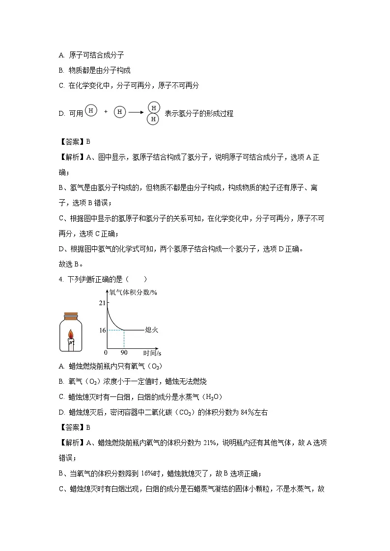 四川省绵阳市平武县四校联考2025-2026学年九年级上学期开学考试化学试卷（解析版）第2页