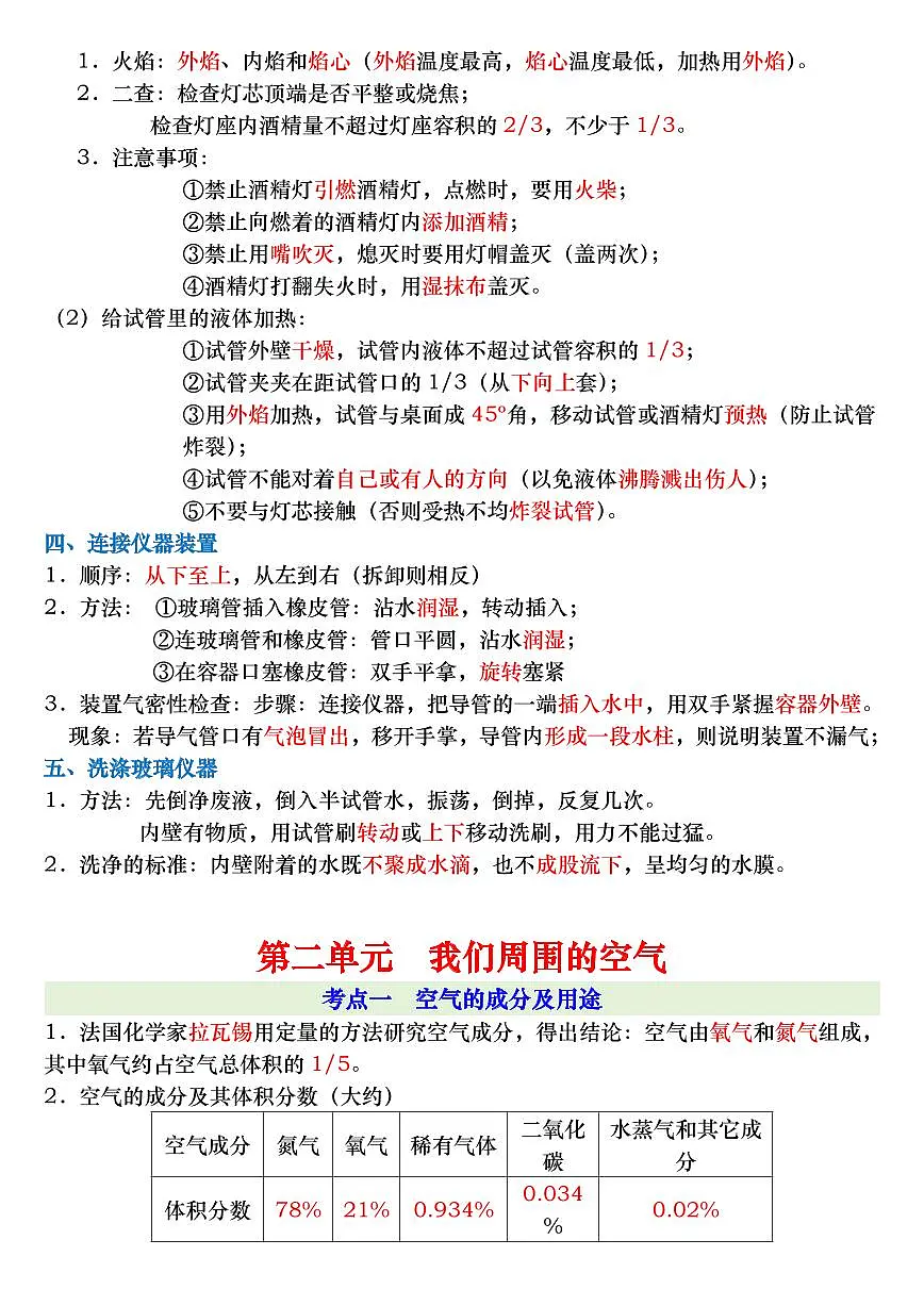 九上化学全册考点总结学案第3页