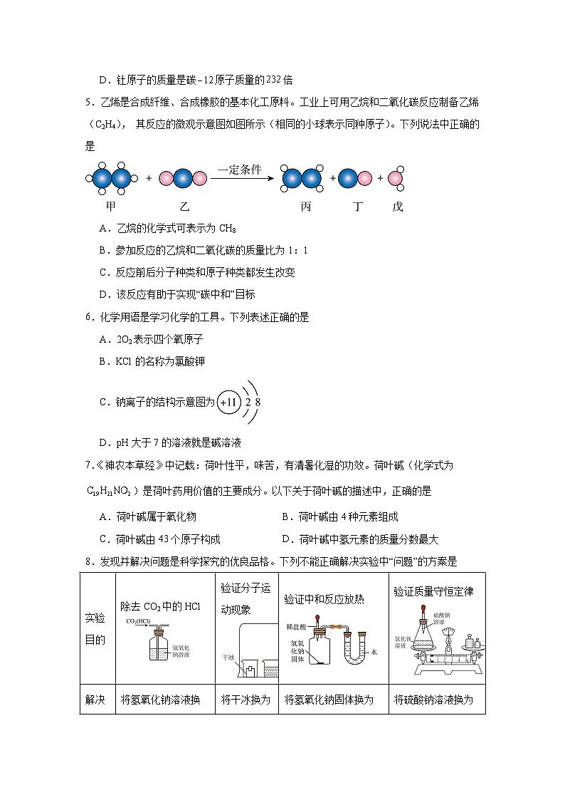 2025-2026学年安徽省阜阳市太和县中考化学模拟试题（附答案解析）第2页