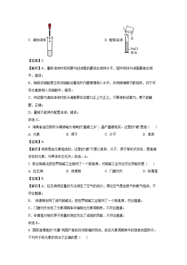 海南省省直辖县级行政单位文昌市2025年中考一模化学试题（解析版）第2页