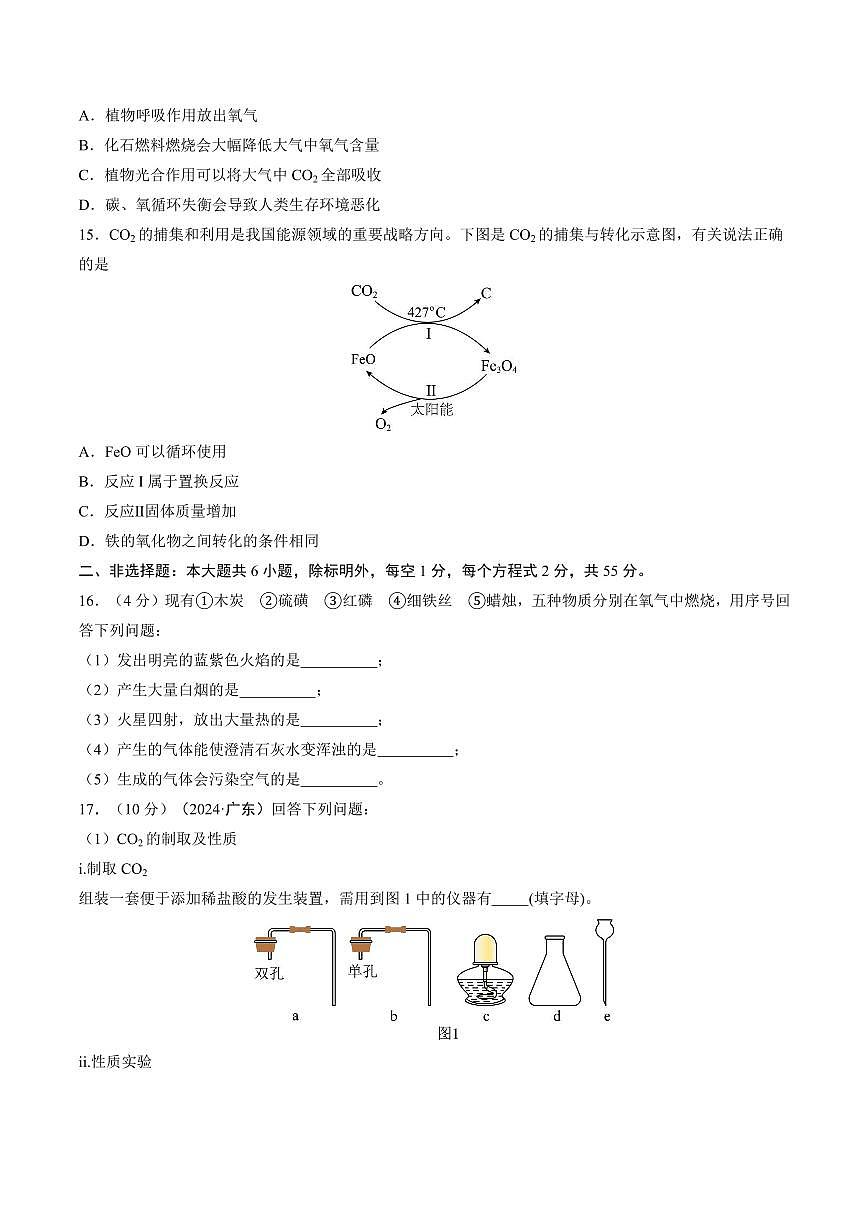 第六单元 碳和碳的氧化物(A卷·提升卷)(广东专用，人教版2024)(原卷版)第3页