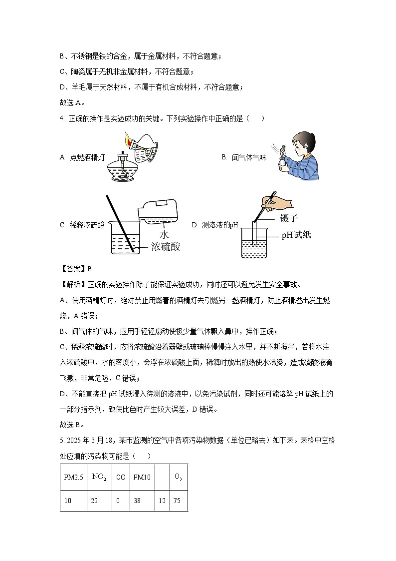 河南省濮阳市2025年中考一模化学试卷（解析版）第2页