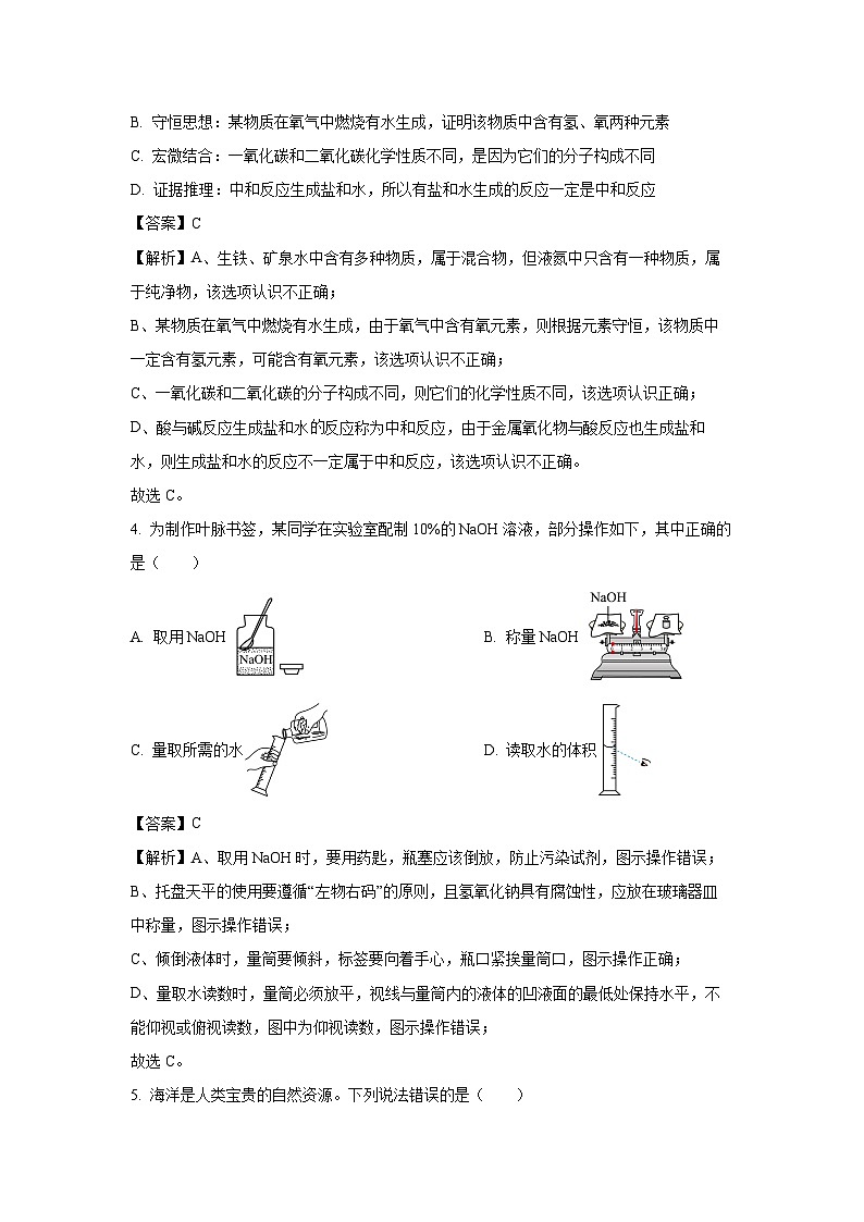 山东省青岛莱西市四校2025年中考二模化学试卷（解析版）第2页
