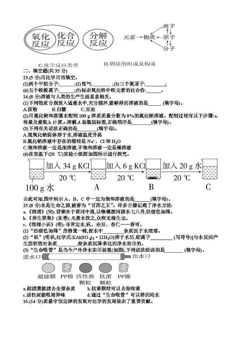九年级化学上学期期末考试试题以及答案（适合鲁教版）第3页